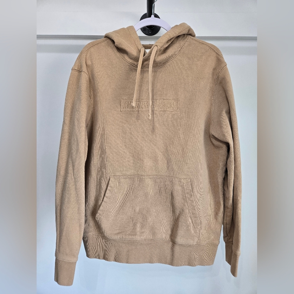 American Eagle Mens Size Medium Pullover Hoodie sweatshirt Taupe / Beige / Brown